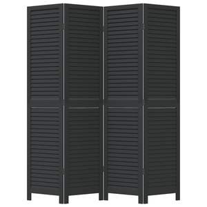 ฉากกั้นห้องสีดำสนิท 4 บาน ผลิตด้วยมือจากไม้เพาโลเนียเนื้อแข็ง ฉากกั้นและฉากกั้นห้องที่สวยงาม - Product Image 4