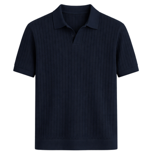 Polo de Punto Alfie para Hombre, Manga Corta, Algodón Premium, Textura Acanalada, Corte Ajustado, Estilo Casual Elegante, Ropa de Verano Transpirable, Venta al Por Mayor - Product Image 1