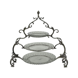 Plato de Pastel de Cerámica de Tres Niveles Premium, Soporte para Servir Frutas para Bodas, Hoteles y Hogar - Product Image 1