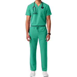 Men V-Neck Scrub <b>Top</b> Cotton Polyester Woven Hospital Uniforms Medical Workwear Blouses and Shirts - Product Image 4