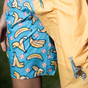 Pantalones cortos de baño para hombre con estampado de béisbol y plátanos, cintura elástica, secado rápido, estilo casual, con patrón de dibujos animados, azul y amarillo - Product Image 5