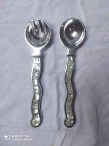 Juego de Cucharas Decorativas Indias Artísticas de Concha Marina de Aluminio Hechas a Mano, Ecológicas, Duraderas, con Incrustaciones Detalladas de Madreperla - Product Image 2