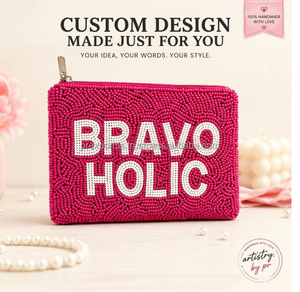 Custom Beaded <b>Coin</b> <b>Purse</b> Handmade Seed Bead Pouch Custom Logo Name Text Personalized Bead Embroidered Clutch Mini Zipper Fashion - Product Image 2