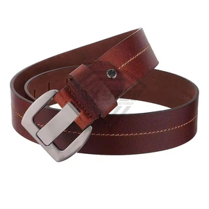Ceinture en cuir pleine fleur véritable de qualité supérieure pour hommes, robuste, décontractée, style vintage, avec boucle métallique personnalisée pour fabricants de vêtements - Product Image 3