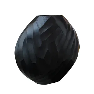 Vase en bois sculpté à la main, motif irrégulier, design minimaliste, pour fleurs, plantes vertes, utilisation sur le bureau, intérieur - Product Image 1