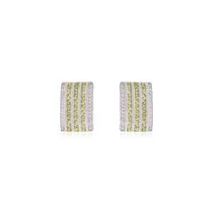 Handmade High Grade Jewelry 925 Sterling <b>Silver</b> 100% Genuine Peridot & Diamond Fine Studs <b>Earring</b> For Women's - Product Image 1