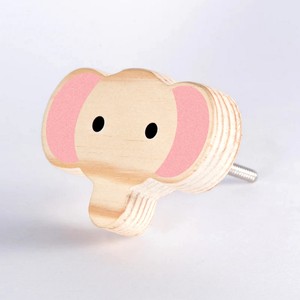 Nouvel Arrivage Poignées de Tiroir pour Enfants en Bois de Pin Multicolore au Design Décoratif, Poignées Durables en Forme de Visage d'Éléphant pour Commodes et Armoires - Product Image 1