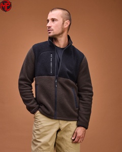 Men's Winter Fleece Jacket Sherpa Lined Zip Up Outdoor Sweatshirt Lightweight Breathable Waterproof Collar <b>Coat</b> - Product Image 3