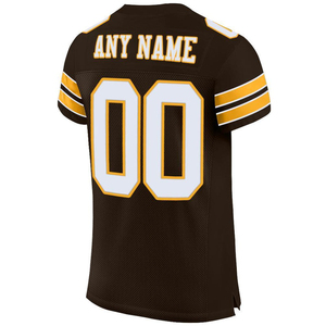 Maillot de football américain personnalisé pour homme, marron, en mesh, col en V, manches courtes, impression sublimée, respirant, 100% polyester, nom de l'équipe - Product Image 2