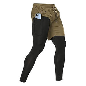 Pantalones de running 2 en 1 para hombre, pantalones de compresión para entrenamiento en el gimnasio, leggings deportivos para hombre con estilo único - Product Image 4