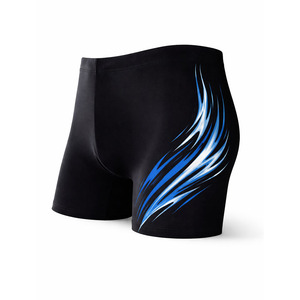 กางเกงว่ายน้ำแบบรัดรูปสำหรับผู้ชาย – ดีไซน์ลายเปลวไฟสีน้ำเงินแบบไดนามิก - Product Image 4