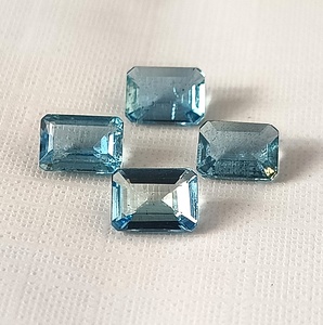 Aguamarina Natural Santa María de Alta Calidad, Corte Esmeralda 5x7 mm, Calibrada, 4 Piezas, Facetada, Gema Suelta de 3.60 Quilates para Joyería - Product Image 1