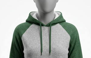 Sweat-shirt à capuche unisexe gris-vert à manches raglan, coupe classique, en coton French Terry, décontracté, pour l'automne, avec poche avant - Product Image 4
