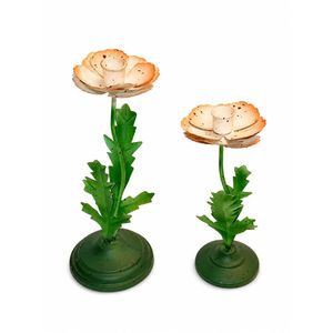 Porte-bougie vintage en métal à motif de feuilles, support décoratif de table fait main, décoration de maison de style farmhouse, centre de table de mariage - Product Image 4
