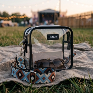 Sac bandoulière transparent en PVC UMIRX INDUSTRIES, style bohème avec sangle de guitare, approuvé pour les stades, sac de concert avec large sangle réglable, logo personnalisé - Product Image 5