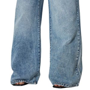 Jean en denim ample taille haute pour femme, coupe décontractée, délavé, en coton respirant, tendance hiver, pour le quotidien - Product Image 5