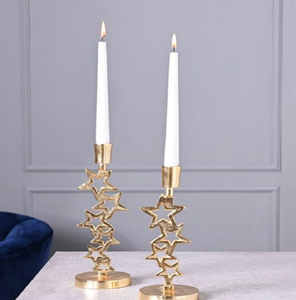 Soportes cónicos dorados en forma de estrella. Perfecto para celebraciones navideñas. Disponible a precios de mayorista. - Product Image 1