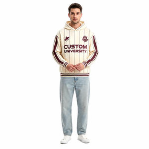 Sweat-shirt à capuche universitaire pour homme, sweat-shirt personnalisé pour collège, imprimé graphique rayé, pull-over streetwear - Product Image 1