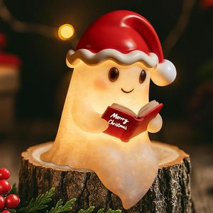 Statuetta di Fantasma Natalizio Carino che Legge un Libro, Lampada per Decorazione Casa, Regalo, Oggetto Decorativo da Tavolo e Libreria per Addobbi Natalizi - Product Image 3