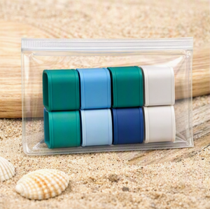 Banda de Silicona para Raqueta de Tenis, Pala de Pickleball, Ejercicio, Funda Universal Duradera y Elástica para el Mango en Azul Turquesa y Blanco - Product Image 2