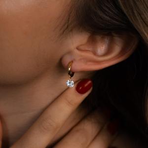 Pendientes de Diamantes Genuinos Certificados, Diseño Minimalista, Joyería Fina para Mujer, Uso Diario, Regalo Disponible al Mejor Precio - Product Image 2