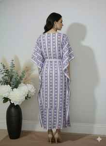 Kaftans élégants imprimés à la main pour femmes, en voile de coton doux, robe décontractée, vêtements de nuit ODM, coupe droite, grande taille, en promotion - Product Image 2