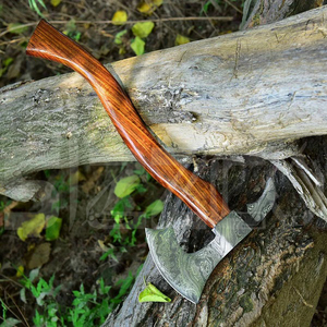 Custom Full Tang Damascus Steel Hunting Camping <b>Bearded</b> Axe Micarta Handle Tomahawk Real Hatchet with Leather Sheath, Ideal Gift - Product Image 2
