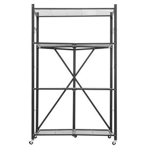Scaffale Pieghevole a 4 Ripiani 91x53x152 cm, Scaffalatura Metallica con 5 Ruote, Organizzatore Senza Montaggio per Spezie o Altri Oggetti - Product Image 1