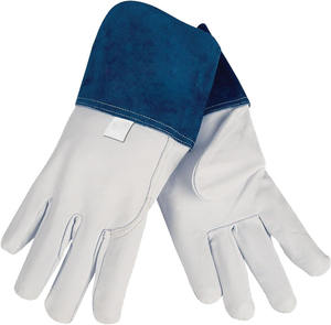 Gants de soudeur TIG en cuir de chèvre grainé de qualité supérieure pour hommes avec manchette en cuir de vachette pleine fleur - Product Image 1