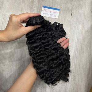 Extensions de cheveux humains bouclés birmanes et vietnamiennes de qualité supérieure, noires naturelles, double épaisseur, pointes épaisses et volumineuses, en stock - Product Image 5