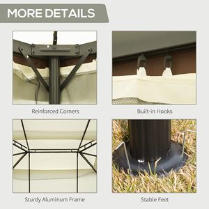 Gazebo da Esterno con Telaio in Alluminio e Doppio Tetto 10FT 13FT con Zanzariere e Tende Bianco Crema - per Villa e Parco - Product Image 6