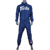 Setelan Pelangsing Vinyl Fairtex Khusus Pria dengan Ritsleting, Kerah Tegak, Saku, untuk Latihan Profesional Tinju, Muay Thai, dan Sauna