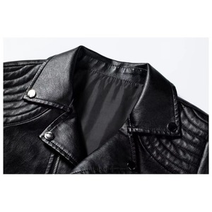 Men's Plus Size Black Leather-Style Moto Vest With <b>Chains</b> Zippers Rivets Turn-down Collar Regular Length Outer Wear Solid Color - Product Image 2