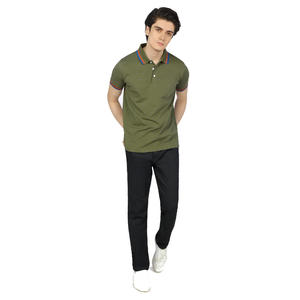 Camisetas de Manga Corta para Hombre, Ligeras, de Color Sólido, con Logotipo Bordado Personalizado, Corte Regular, Botones Tejidos, 100% Algodón Jersey - Product Image 1