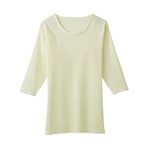 T-shirt pour femme à manches 3/4, col bateau, 100% coton biologique, tricoté, coupe classique, uni, décontracté pour l'été - Product Image 4