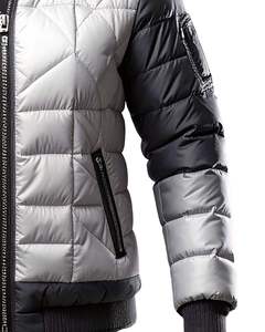 Men <b>Winter</b> Colorblock Puffer Jackets Warm <b>Quilted</b> Coats with Hood Zipper Closure Lightweight Outerwear for Cold Weather - Product Image 6