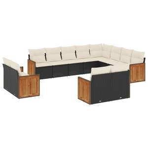 Set Divano da Giardino Regolabile a 12 Pezzi in Rattan PE Nero - Product Image 2