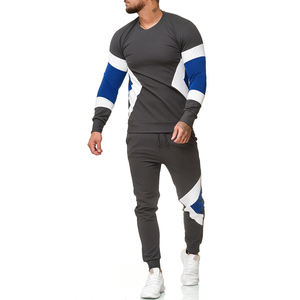 WASONS INTERNATIONAL Survêtement sportif décontracté d'hiver pour homme, avec sweat à capuche à manches longues et pantalon à cordon de serrage, color block - Product Image 4