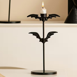 Halloween Bat <b>Candle</b> Holder, Black Metal <b>Gothic</b> <b>Candle</b> Stand, Bat Decor for Halloween Party, Bat Design <b>Candle</b> Holder - Product Image 2