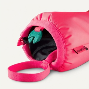 Mitaines de ski d'hiver pour enfant, à doigts entiers, rose et noir, en polyester imperméable, avec fermeture à cordon - Product Image 3