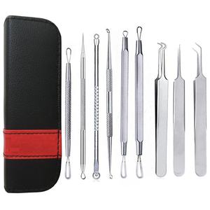 9-Piece Stainless Steel <b>Blackhead</b> Remover Tool Kit Face Care Comedown Tweezers and Acne Pimple <b>Extractor</b> Life Care - Product Image 3