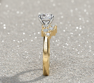 Anillo de compromiso de diamante cultivado en laboratorio Stonewels con piedras laterales en racimo, engaste de oro de 14K, para anillo nupcial de lujo certificado - Product Image 2