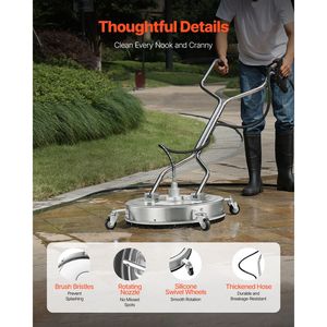 Pulitore per Superfici in Acciaio Inox da 22 Pollici con 4 Ruote, 4500 PSI Max, Attacco Rapido 3/8, Nuovo, Accessori per Idropulitrice 220V - Product Image 5
