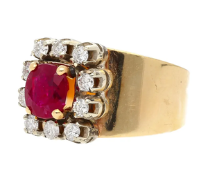 Anillo Vintage Chapado en Oro de 18K con Rubíes Creados en Laboratorio y Detalles de Diamantes, Engaste de Garra, Joyería de Compromiso para Mujer, Piedra de Nacimiento de Julio - Product Image 1