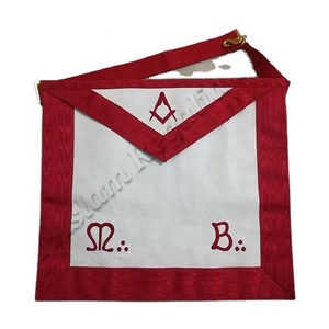 AASR-delantal de piel de cordero con bordado a mano, delantal rojo de piel de cordero, para casa, masónica, Regalia - Product Image 1