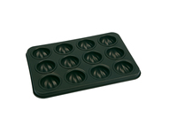 Moule à gâteau professionnel en acier au carbone, 20 cavités, en forme de coquille de noix, noir, grande capacité, antiadhésif, revêtement PTFE, résistant au four