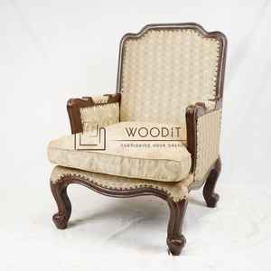 Fauteuil de loisirs en bois massif 100% au design moderne 2026, avec dossier multi-tissus, pour la maison, la chambre, l'hôtel, l'école - Product Image 2