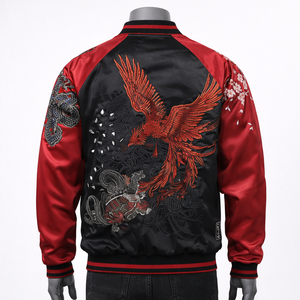 OEM Custom Windproof Winter Varsity Bomber <b>Jacket</b> <b>Mandarin</b> <b>Collar</b> Zipper Closure Unisex 100% Polyester Embroidered Private Front - Product Image 2