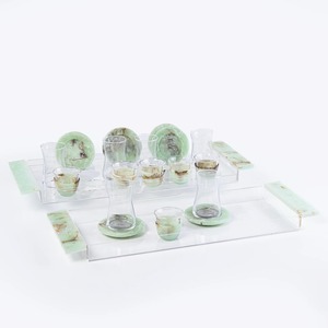 Ensemble de saladiers en résine polie de qualité supérieure avec plateau en bois pour la vaisselle de fête moderne à la maison - Product Image 3