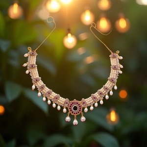 Juego de Collar con Colgante de Piedras Kundan Polki de Diseño Jewelemarket, Imitación de Perla Fina para Uso Diario y Ocasiones Nupciales-10575593ML - Product Image 3